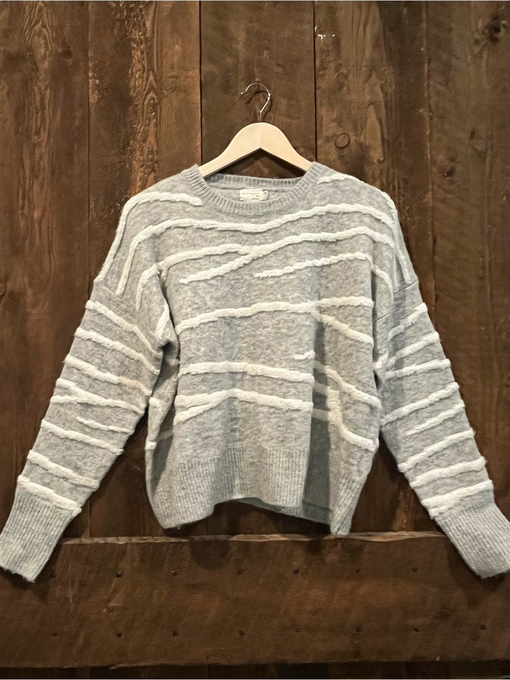 Dreamers Light Gray Textured Crewneck Sweater - Men